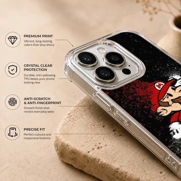 Cartoon-style Super Mario graphic on phone case — Info