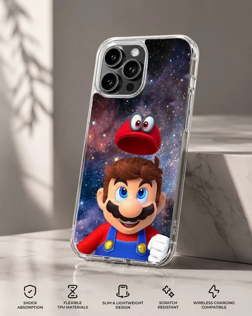Super Mario with cosmic background phone case — Specs