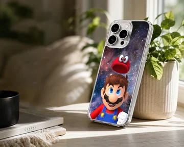 Super Mario with cosmic background phone case — Lifestyle