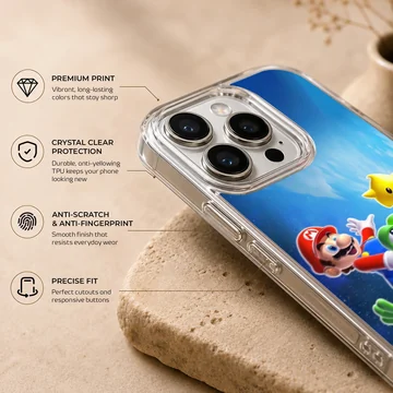 Super Mario with Yoshi and Star digital illustration phone case — Info