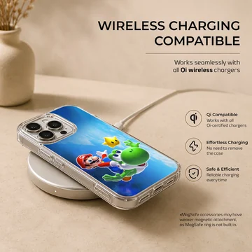 Super Mario with Yoshi and Star digital illustration phone case — Charging
