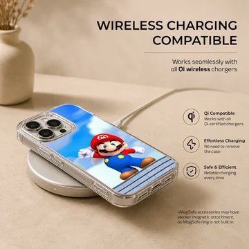 Super Mario character against a sky backdrop on a phone case — Charging