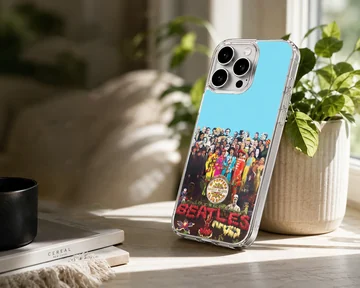 The Beatles collage design printed on a phone case — Lifestyle