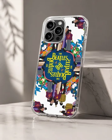 The Beatles digital illustration phone case with vibrant colors — Hero