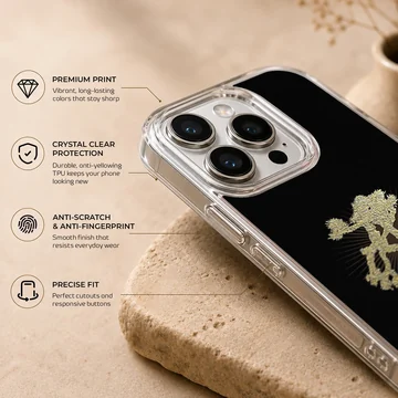 U2203 phone case with a minimalist gold tree design. — Info
