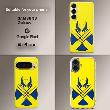 Wolverine hero design in yellow and blue phone case — Collage