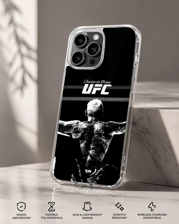 Monochrome fighter artwork printed on a matte phone case — Specs