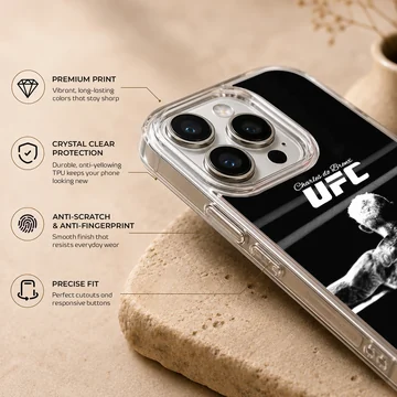 Monochrome fighter artwork printed on a matte phone case — Info