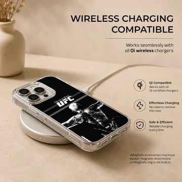 Monochrome fighter artwork printed on a matte phone case — Charging