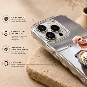 Charles Oliveira holding a gold championship belt printed on a matte phone case — Info
