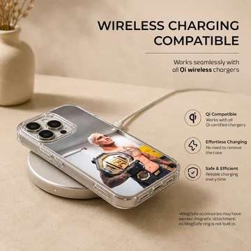 Charles Oliveira holding a gold championship belt printed on a matte phone case — Charging