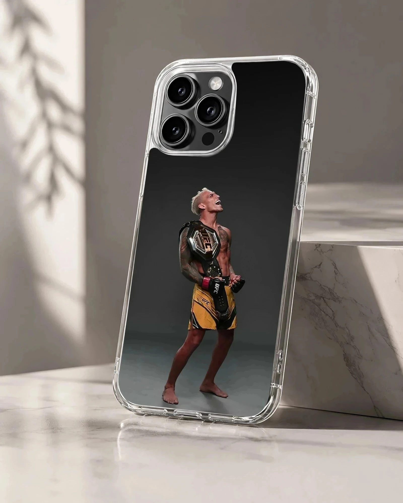 MMA champion holding a championship belt printed on a matte phone case