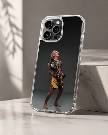 MMA champion holding a championship belt printed on a matte phone case — Hero