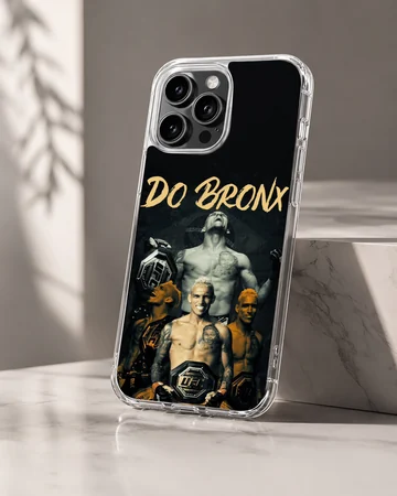 Charles Oliveira Do Bronx graphic art with gold typography on a phone case — Hero
