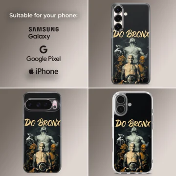 Charles Oliveira Do Bronx graphic art with gold typography on a phone case — Collage