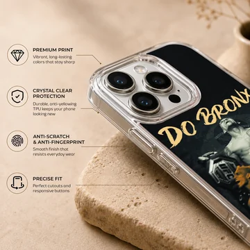 Charles Oliveira Do Bronx graphic art with gold typography on a phone case — Info
