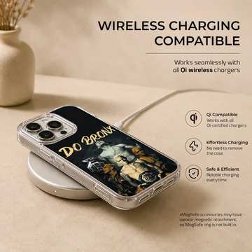 Charles Oliveira Do Bronx graphic art with gold typography on a phone case — Charging