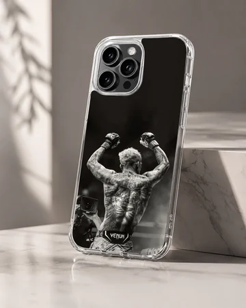 Charles Oliveira champion pose in black and white on phone case — Hero