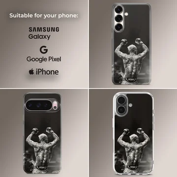 Charles Oliveira champion pose in black and white on phone case — Collage