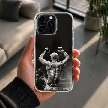 Charles Oliveira champion pose in black and white on phone case — Lifestyle