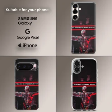 Charles Oliveira design with motivational quote on phone case — Collage