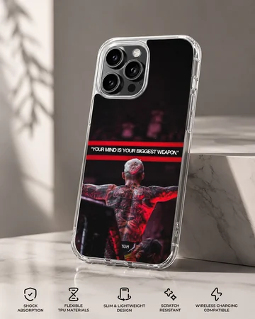 Charles Oliveira design with motivational quote on phone case — Specs