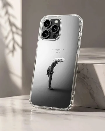 Monochrome athletic fighter illustration with minimal text on a matte snap phone case
