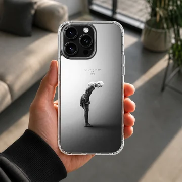 Monochrome athletic fighter illustration with minimal text on a matte snap phone case — Lifestyle