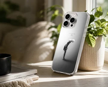 Monochrome athletic fighter illustration with minimal text on a matte snap phone case — Lifestyle